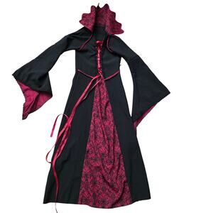 custom black and burgundy gothic vampire girl's costume dress